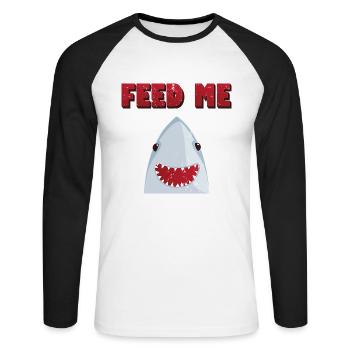 Shark Feed Me Graphic - T-shirt baseball manches longues Homme - blanc/noir - Devant - Nik (191cm)