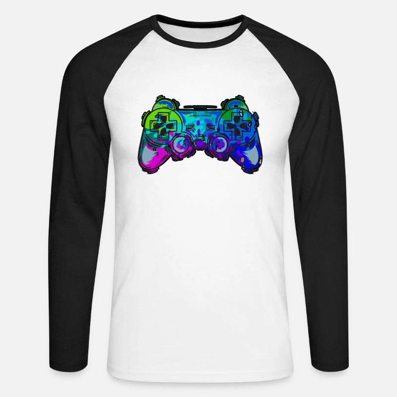 Game Controller Splash Gaming - Unisex Baseballshirt langarm - Weiß/Schwarz