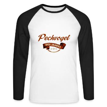 Pechvogel des Jahres - Rahmenlos Geschenk - Unisex Baseballshirt langarm - Weiß/Schwarz - Vorne - Nik (191cm)