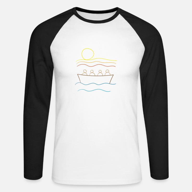 Alle in einem Boot - Unisex Baseballshirt langarm - Weiß/Schwarz