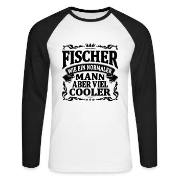 fischer aber viel cooler - Unisex Baseballshirt langarm - Weiß/Schwarz - Vorne - Nik (191cm)