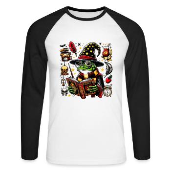 Frog Magician Magic Funny Animals - Unisex Long Sleeve Baseball T-Shirt - white/black - Front - Nik (191cm)