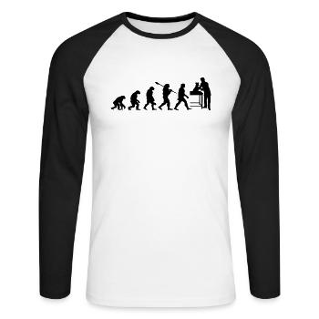 Veterinary Evolution Geschenk für Tierärzte - Unisex Baseballshirt langarm - Weiß/Schwarz - Vorne - Nik (191cm)