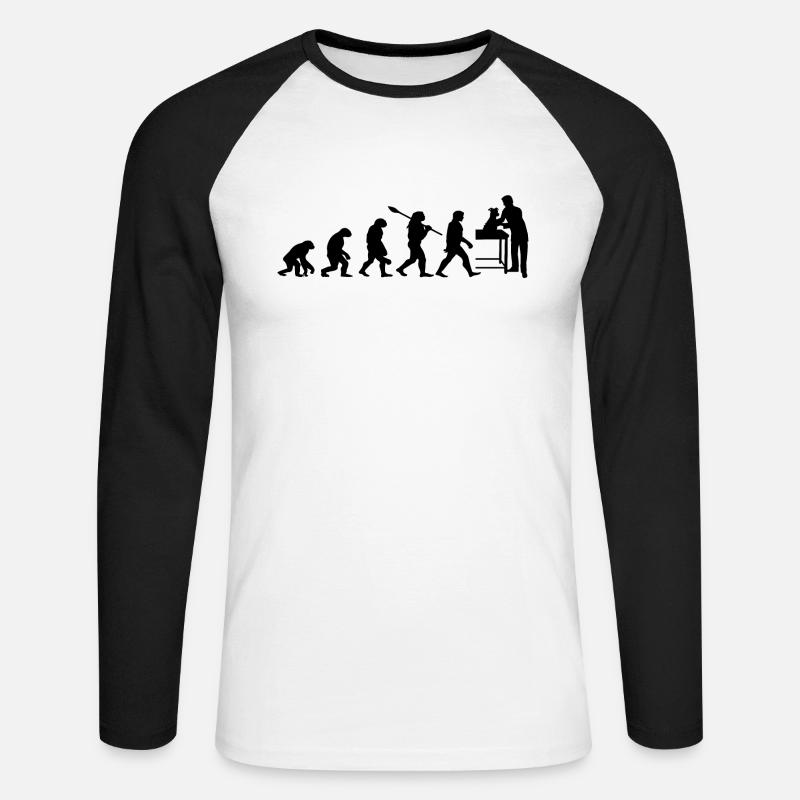 Veterinary Evolution Geschenk für Tierärzte - Unisex Baseballshirt langarm - Weiß/Schwarz