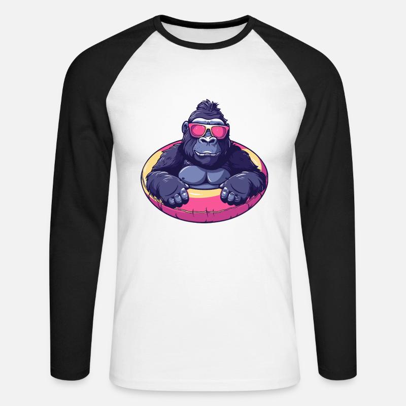 Gorilla Comic Cool - Unisex Baseballshirt langarm - Weiß/Schwarz