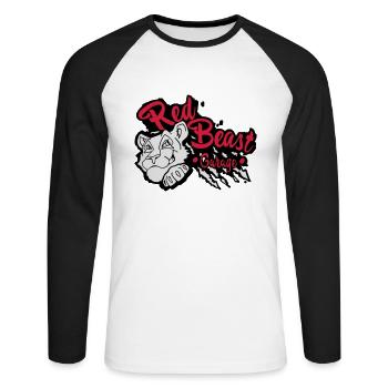 Red Beast Garage - T-shirt baseball manches longues Homme - blanc/noir - Devant - Nik (191cm)