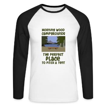 Camping slogan camping - T-shirt baseball manches longues Homme - blanc/noir - Devant - Nik (191cm)