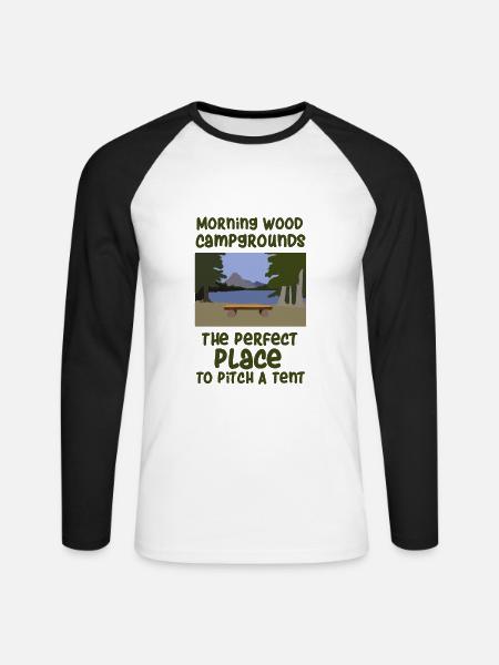 Camping slogan camping - Unisex Long Sleeve Baseball T-Shirt - white/black