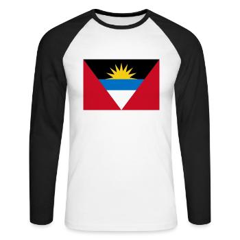 Antigua und Barbuda - Unisex Baseballshirt langarm - Weiß/Schwarz - Vorne - Nik (191cm)