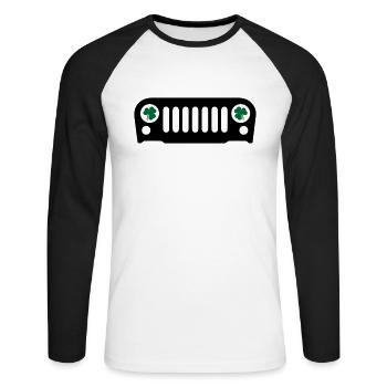 Jeep Irish Shirt - Unisex Baseballshirt langarm - Weiß/Schwarz - Vorne - Nik (191cm)