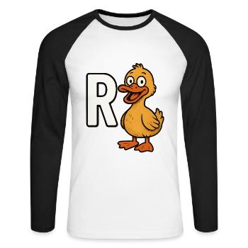 Pension Canard Retraite Grand-père Mamie - T-shirt baseball manches longues Homme - blanc/noir - Devant - Nik (191cm)