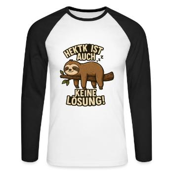 L’agitation n’est pas non plus une solution - T-shirt baseball manches longues Homme - blanc/noir - Devant - Nik (191cm)