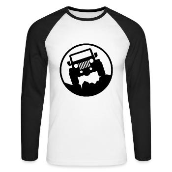 Jeep - Route hors route 4x4 - T-shirt baseball manches longues Homme - blanc/noir - Devant - Nik (191cm)