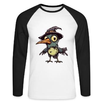 Kolibri Vogel Halloween Lustig Zombie - Unisex Baseballshirt langarm - Weiß/Schwarz - Vorne - Nik (191cm)
