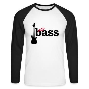 Bass badass - T-shirt baseball manches longues Homme - blanc/noir - Devant - Nik (191cm)
