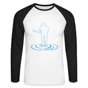 Hockey sur gazon Joueur de hockey sur gazon Temps mort hockey - T-shirt baseball manches longues Homme - blanc/noir - Devant - Nik (191cm)