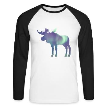 Elk Northern Lights - Unisex Long Sleeve Baseball T-Shirt - white/black - Front - Nik (191cm)