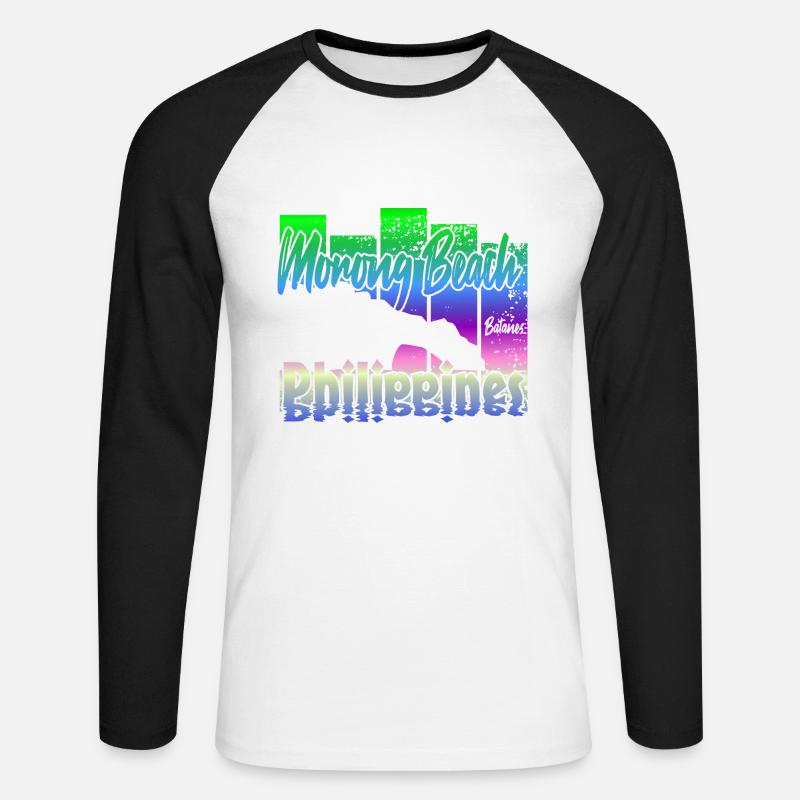 Morong Beach Philippines - Unisex Baseballshirt langarm - Weiß/Schwarz