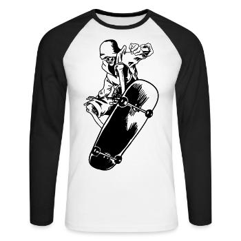 BOARD SKATER BOARDER SK8 LONGBOARDER SKATING MOTIV - Unisex Baseballshirt langarm - Weiß/Schwarz - Vorne - Nik (191cm)