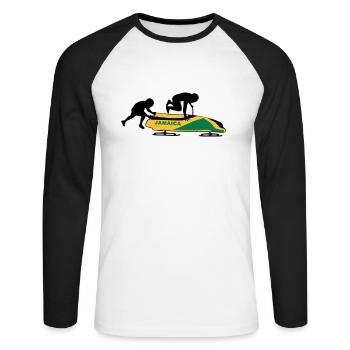 Bob - Team Jamaica - Unisex Baseballshirt langarm - Weiß/Schwarz - Vorne - Nik (191cm)