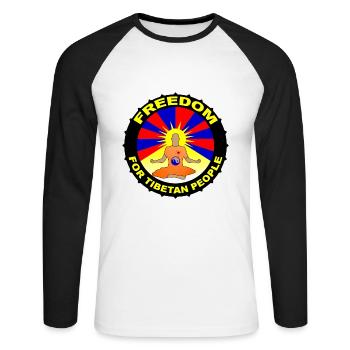 Tibet free - T-shirt baseball manches longues Homme - blanc/noir - Devant - Nik (191cm)