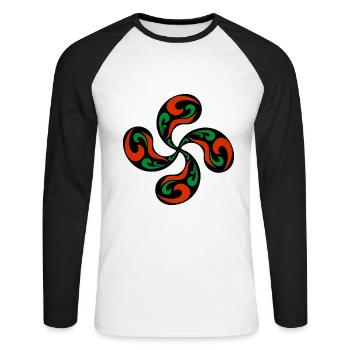 Croix Basque - T-shirt baseball manches longues Homme - blanc/noir - Devant - Nik (191cm)