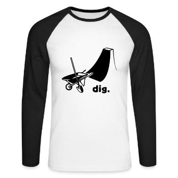 dig - Unisex Long Sleeve Baseball T-Shirt - white/black - Front - Nik (191cm)