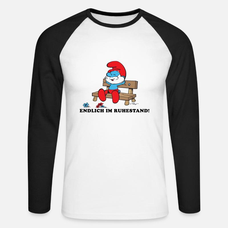 Schlümpfe Design Endlich Im Ruhestand - Unisex Baseballshirt langarm - Weiß/Schwarz