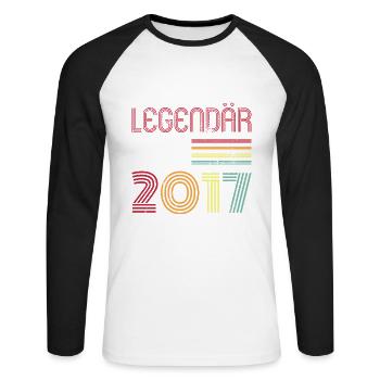 Legendär Seit 2017 Jahr Retro 17er Jahrgang - Unisex Baseballshirt langarm - Weiß/Schwarz - Vorne - Nik (191cm)