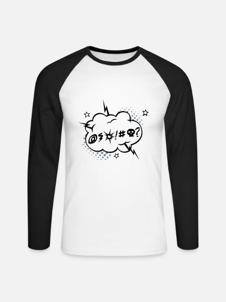 Grumble - Angry - Unisex Long Sleeve Baseball T-Shirt - white/black