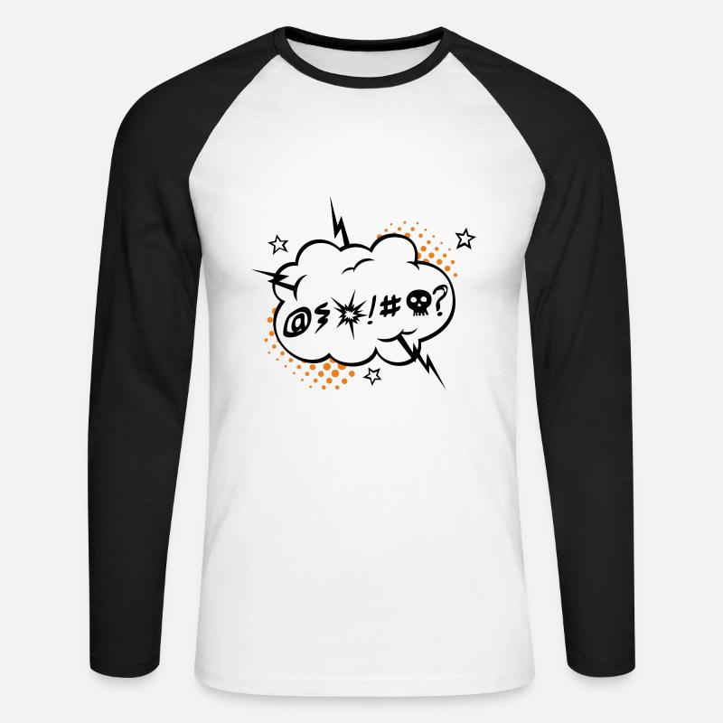 Grumble - Wütend - weisser Hintergrund - Unisex Baseballshirt langarm - Weiß/Schwarz