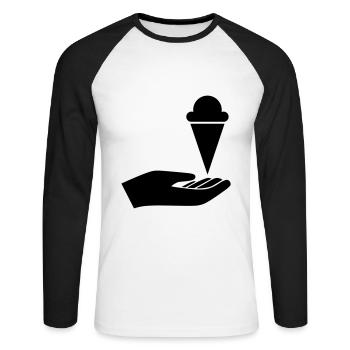 La main atteint la glace - T-shirt baseball manches longues Homme - blanc/noir - Devant - Nik (191cm)