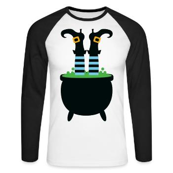 Witches Cauldron Geschenk Halloween Hexe Kessel - Unisex Baseballshirt langarm - Weiß/Schwarz - Vorne - Nik (191cm)