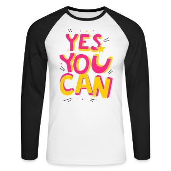 Si, tu peux - T-shirt baseball manches longues Homme - blanc/noir - Devant - Nik (191cm)