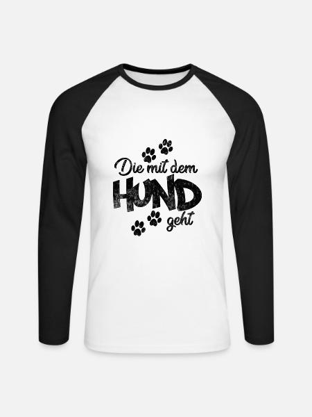 Die mit dem Hund geht - Unisex Baseballshirt langarm - Weiß/Schwarz