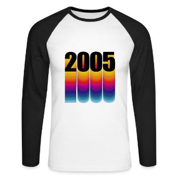 Born in 2005 Year of birth - Unisex Long Sleeve Baseball T-Shirt - white/black - Front - Nik (191cm)