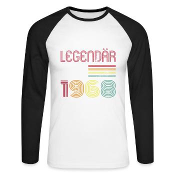 Legendär Seit 1968 Jahr Retro 68er Jahrgang - Unisex Baseballshirt langarm - Weiß/Schwarz - Vorne - Nik (191cm)