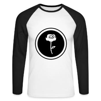 Symbole de la rose - T-shirt baseball manches longues Homme - blanc/noir - Devant - Nik (191cm)