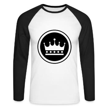 Krone Symbol - Unisex Baseballshirt langarm - Weiß/Schwarz - Vorne - Nik (191cm)