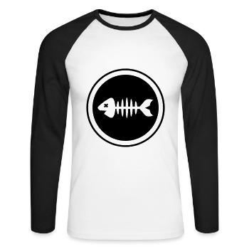 Fish Symbol Bone Bone - Unisex Long Sleeve Baseball T-Shirt - white/black - Front - Nik (191cm)
