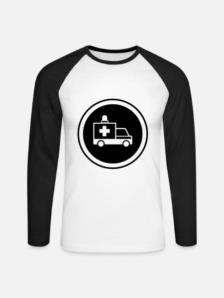 Krankenwagen Ambulance - Unisex Baseballshirt langarm - Weiß/Schwarz
