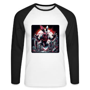 Beware of the Bunny Rabbit Disaster - Unisex Long Sleeve Baseball T-Shirt - white/black - Front - Nik (191cm)
