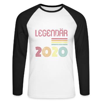 Legendär Seit 2020 Jahr Retro 20er Jahrgang - Unisex Baseballshirt langarm - Weiß/Schwarz - Vorne - Nik (191cm)