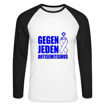 Gegen jeden antisemitismus - Unisex Baseballshirt langarm - Weiß/Schwarz - Vorne - Nik (191cm)