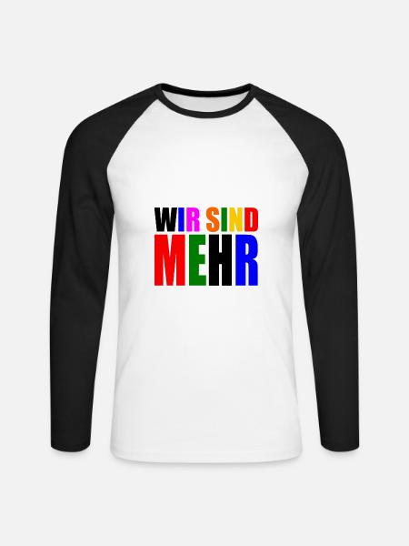 Wir sind mehr - Unisex Baseballshirt langarm - Weiß/Schwarz