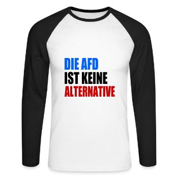 die afd ist keine alternative - Unisex Baseballshirt langarm - Weiß/Schwarz - Vorne - Nik (191cm)