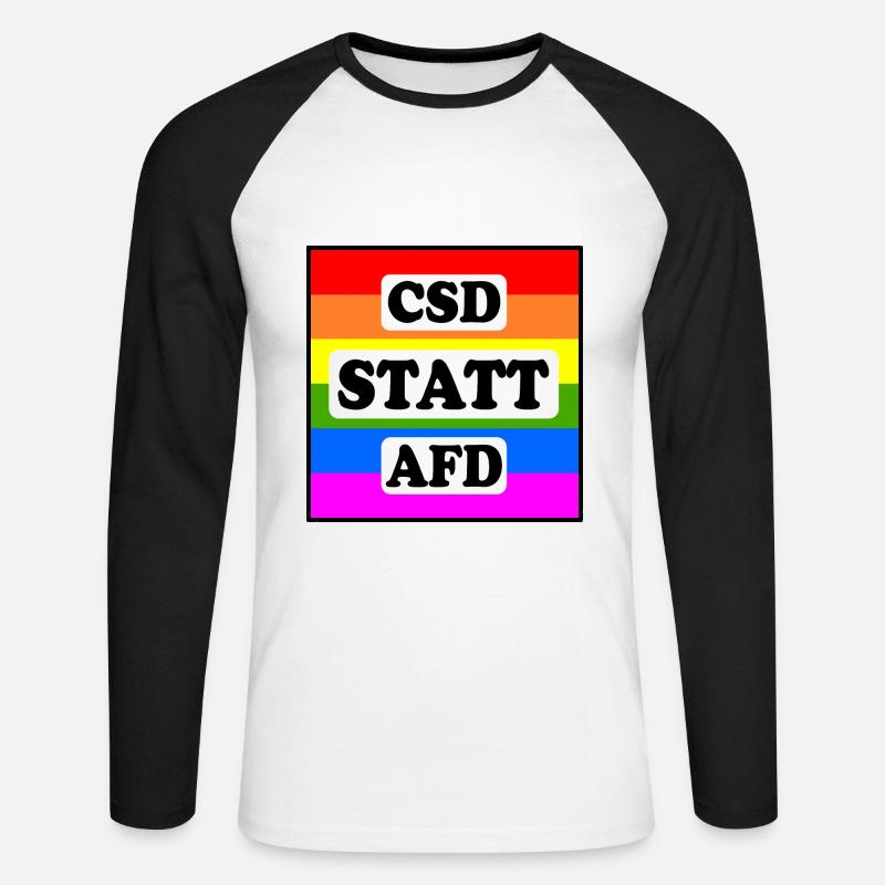 Csd statt afd - Unisex Baseballshirt langarm - Weiß/Schwarz