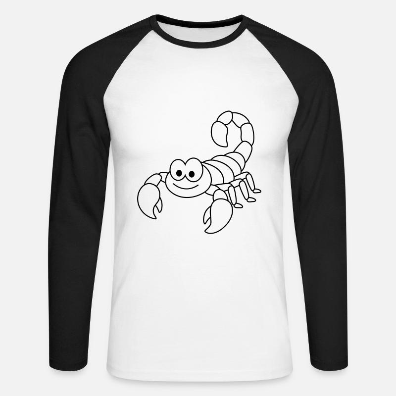 Skorpion Comic Tier - Unisex Baseballshirt langarm - Weiß/Schwarz