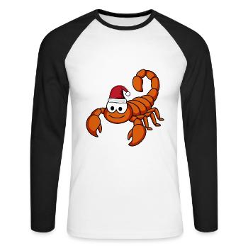 Noël comique du Scorpion - T-shirt baseball manches longues Homme - blanc/noir - Devant - Nik (191cm)