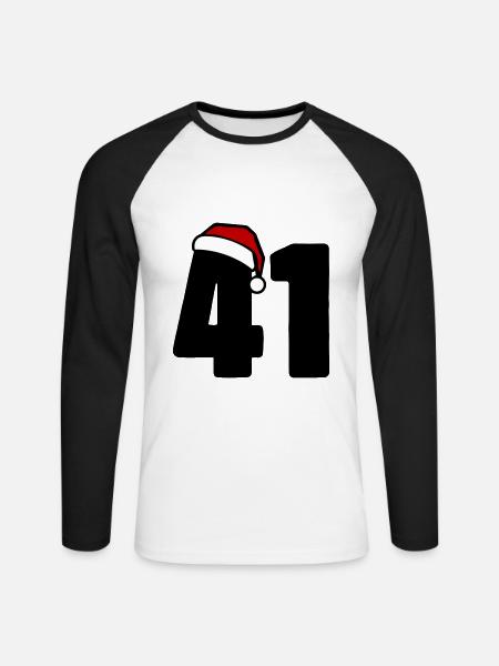 41 Numéro Noël - T-shirt baseball manches longues Homme - blanc/noir